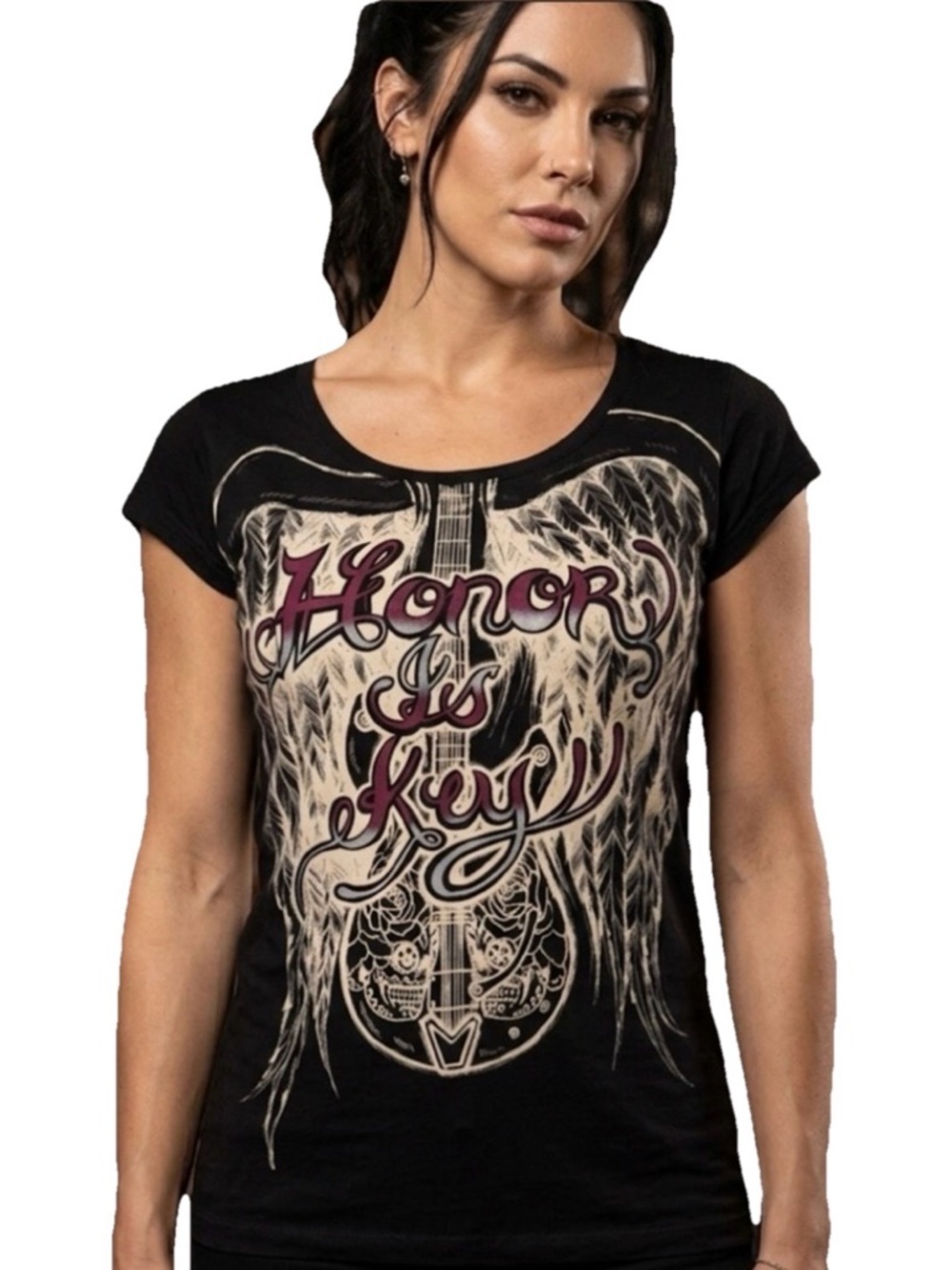 Key Closet Women’s Black Honor is Key Short Sleeve Size Medium